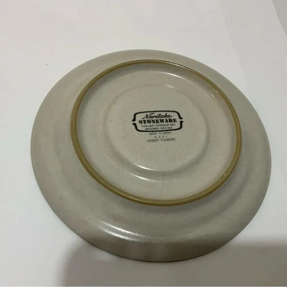 Noritake Stoneware Desert Flowers Saucer Plates Brown 8341 Desert Daisy Lot of 4